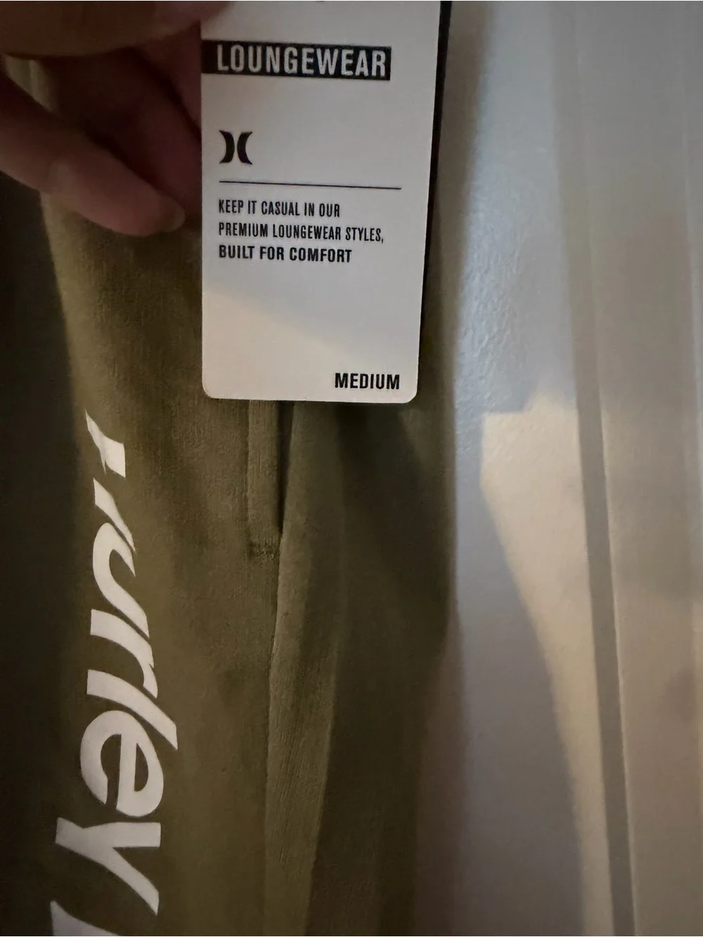 Hurley Olive Green Athletic Shorts with White Logo